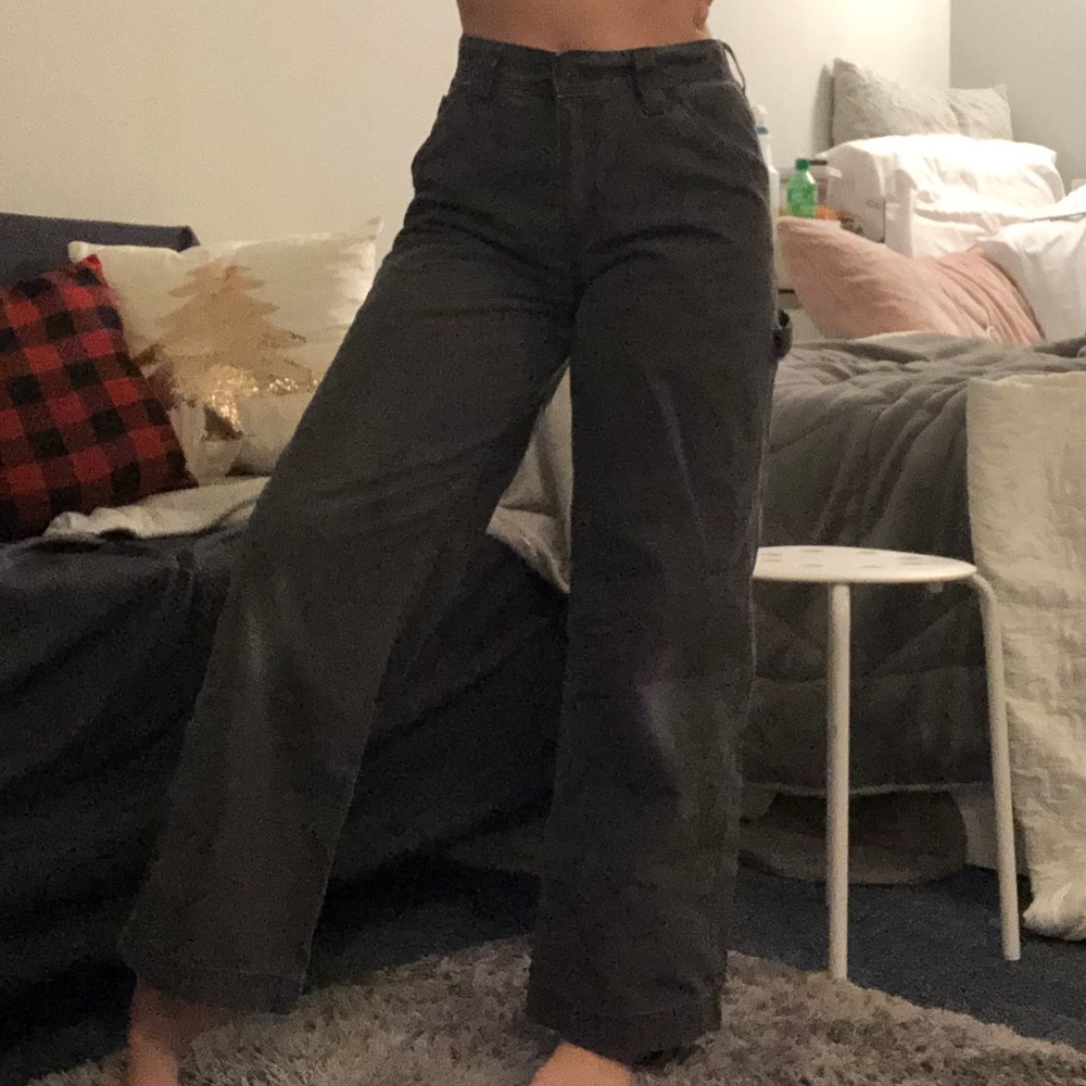 grey straight cut skate pants